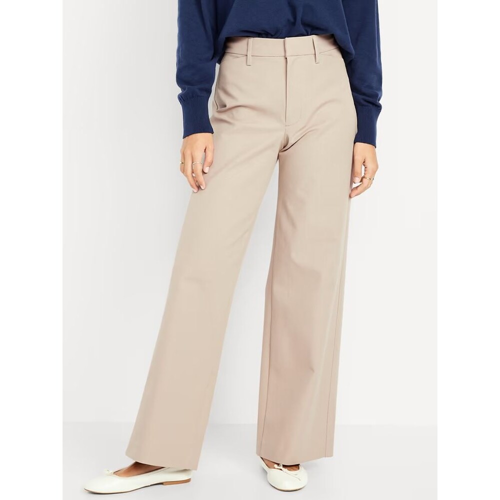 Old Navy Pull-On Pixie Super Wide-Leg Pants Womens M Petite Beige NEW